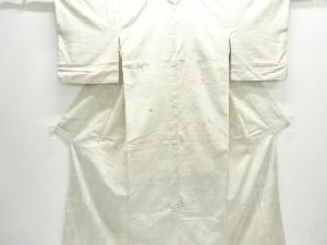 アンティーク　市松に風景模様手織り紬着物